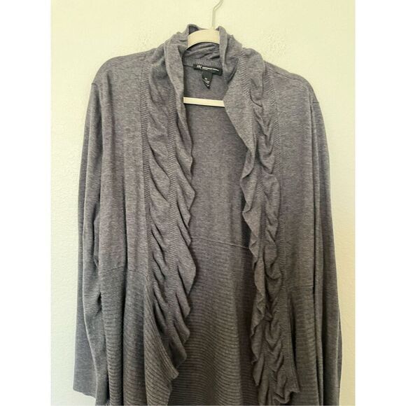 INC Ruffle Cardigan in Grey - Picture 3 of 5